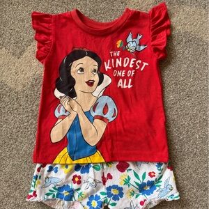 Red Snow White Graphic Dress with Floral Shorts - Matching Set!